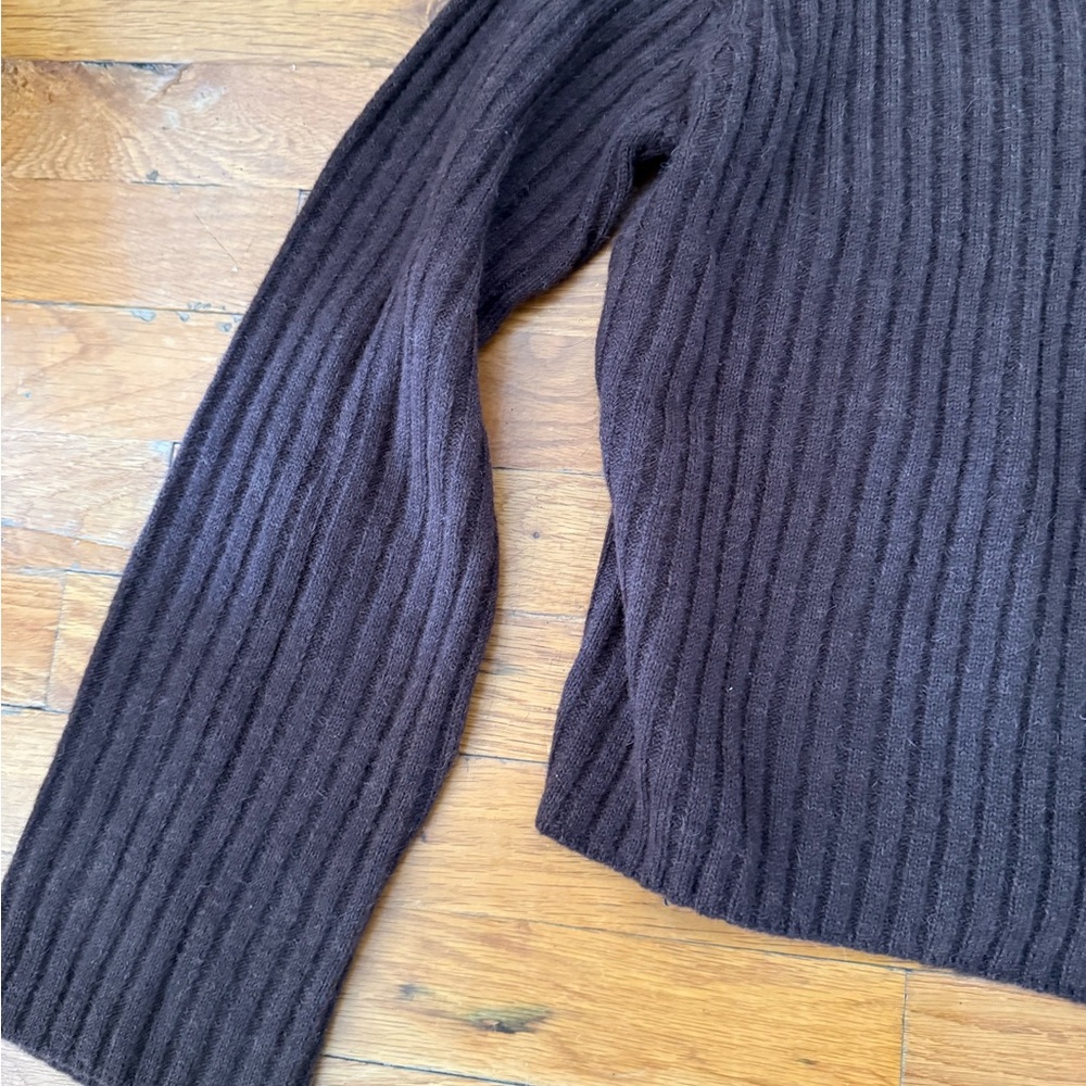 Ali Golden Merino Wool Ribbed Sweater - Chocolate - Picture 7 of 7